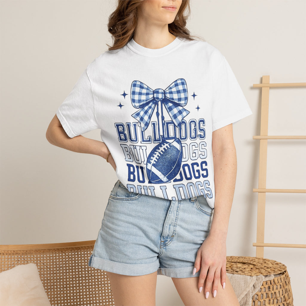 Bulldogs Football Bow T-Shirt — Bald Knot Game Day Tee