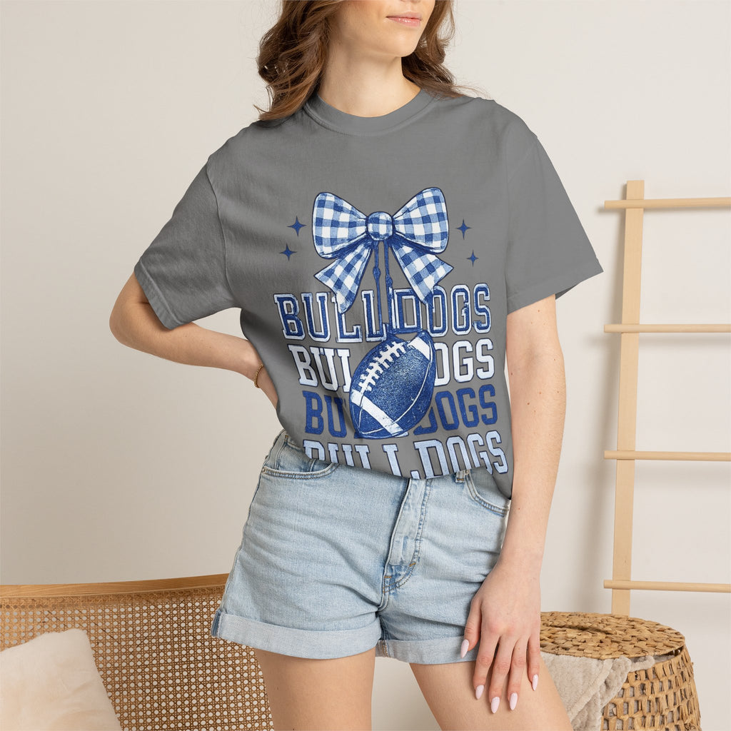 Bulldogs Football Bow T-Shirt — Bald Knot Game Day Tee